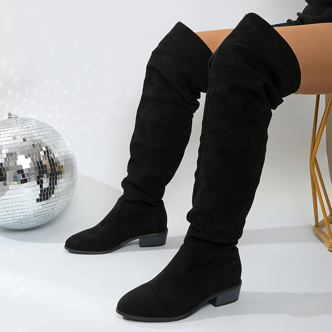 Jacinda | Women's over-the-knee boots with a low block heel