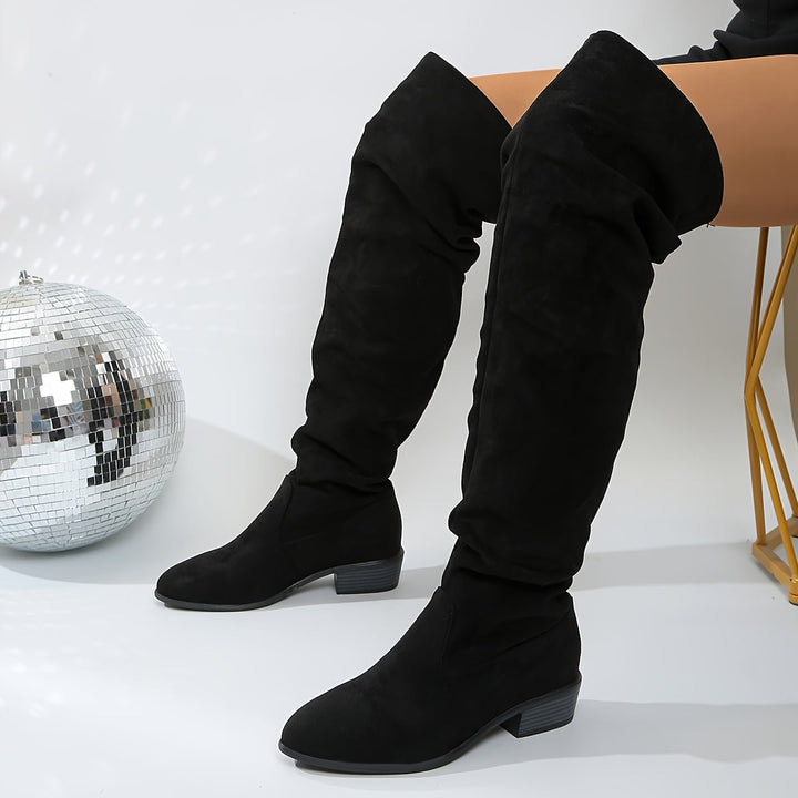 Jacinda | Women's over-the-knee boots with a low block heel