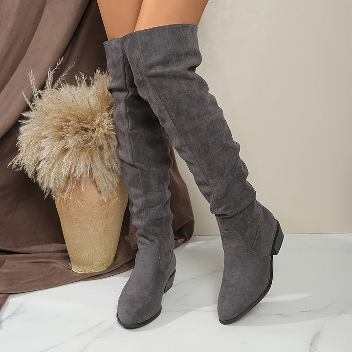 Jacinda | Women's over-the-knee boots with a low block heel