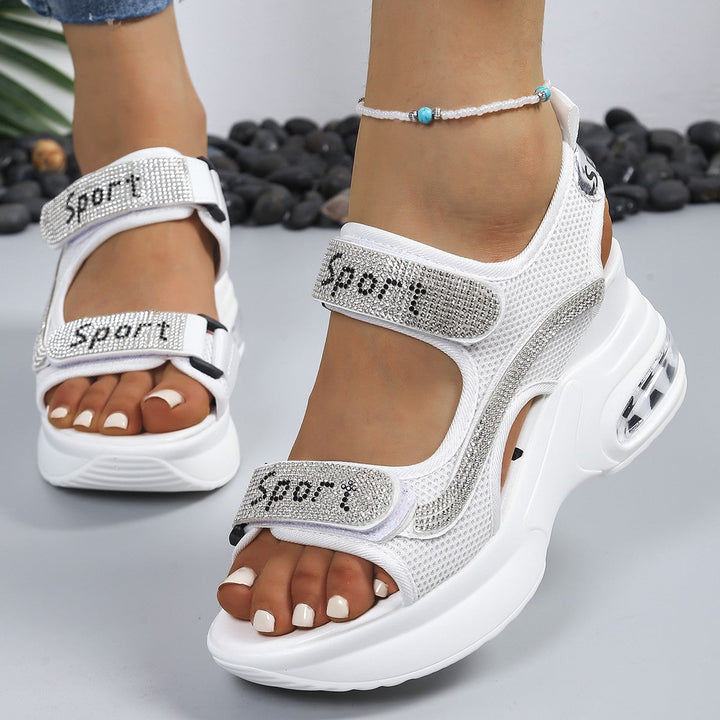 Chic orthopaedic platform sandals for women, embellished with crystals