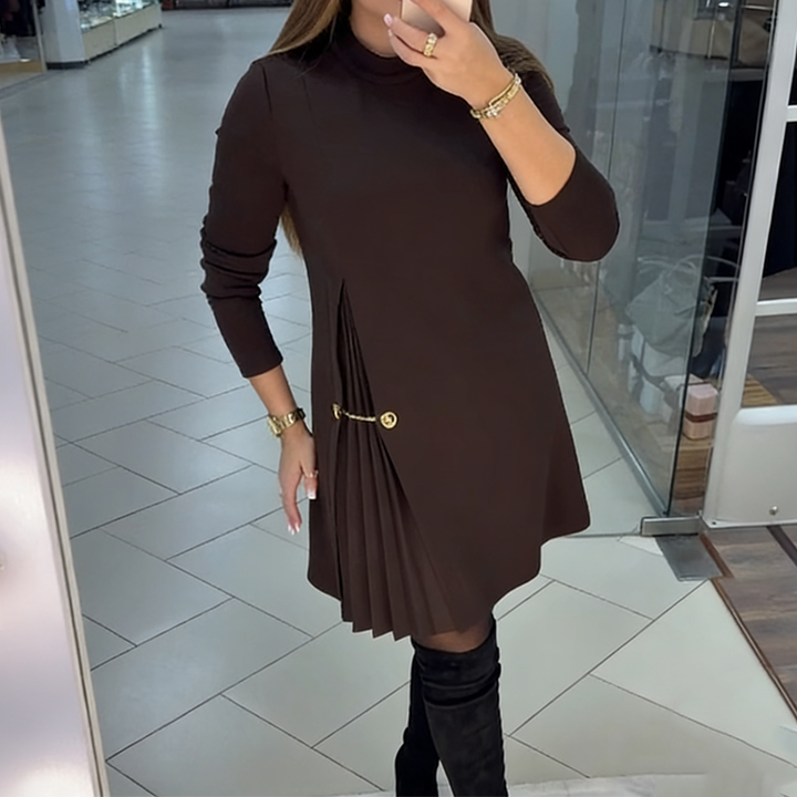 Stylish long-sleeve dress with pleated details