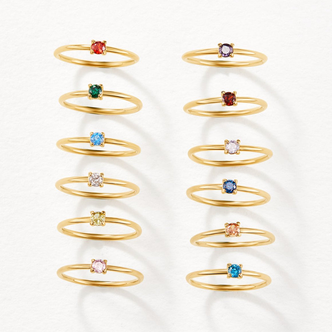 Gold rings with birthstone