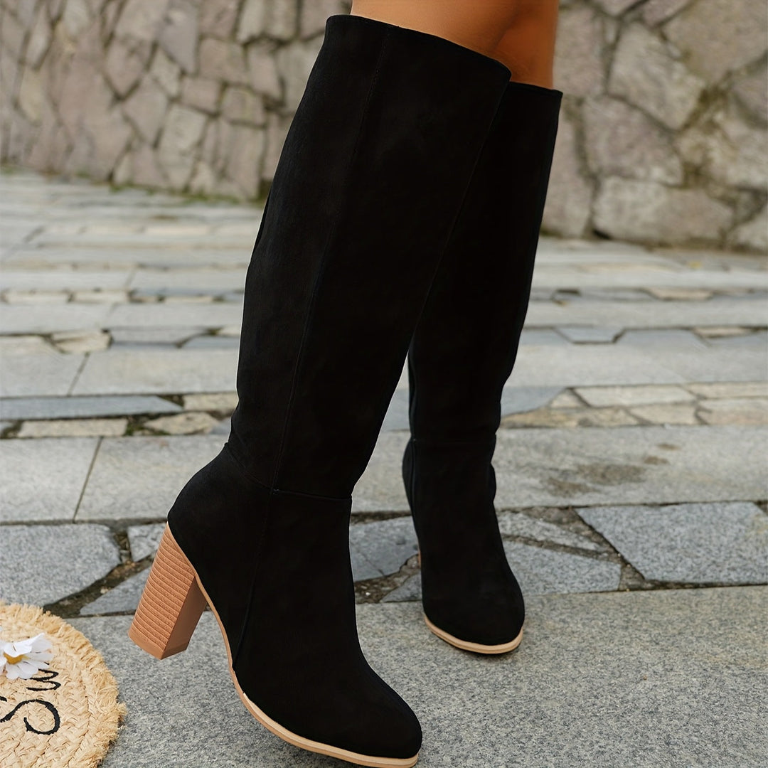 Walburga | Women’s Wide-Calf Western Cowboy Knee-High Boots with Inside Zipper