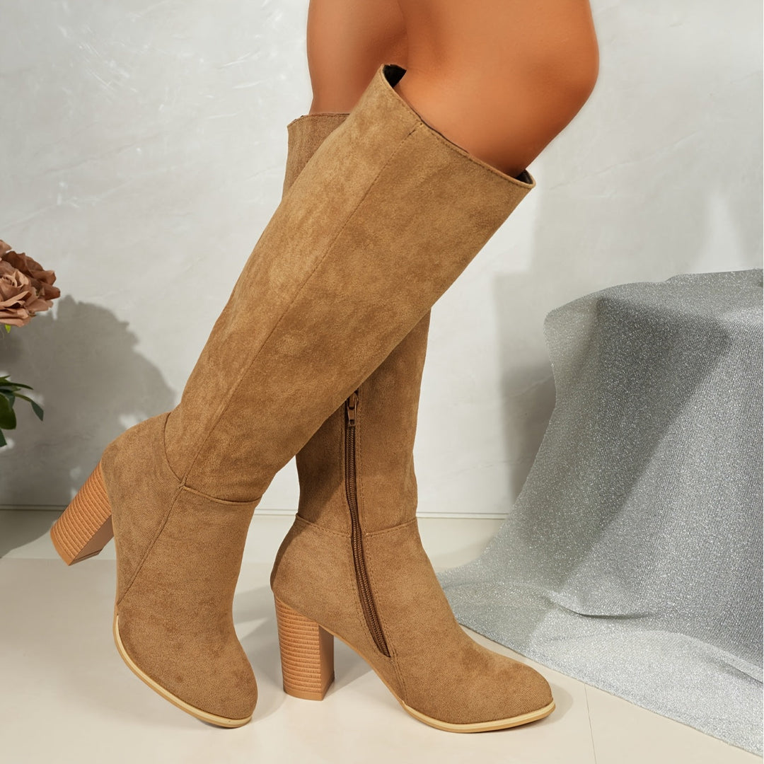 Walburga | Women’s Wide-Calf Western Cowboy Knee-High Boots with Inside Zipper