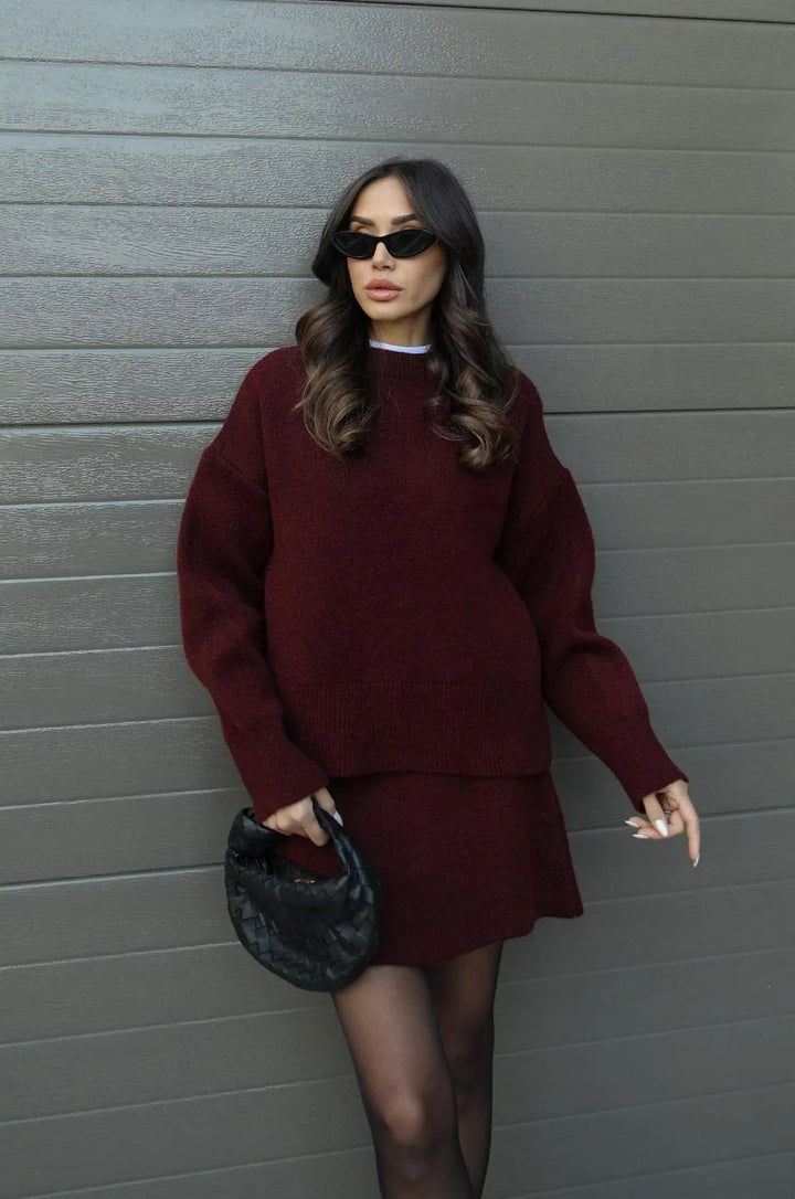 HELENA - Knitted Skirt Suit (Top + Skirt)