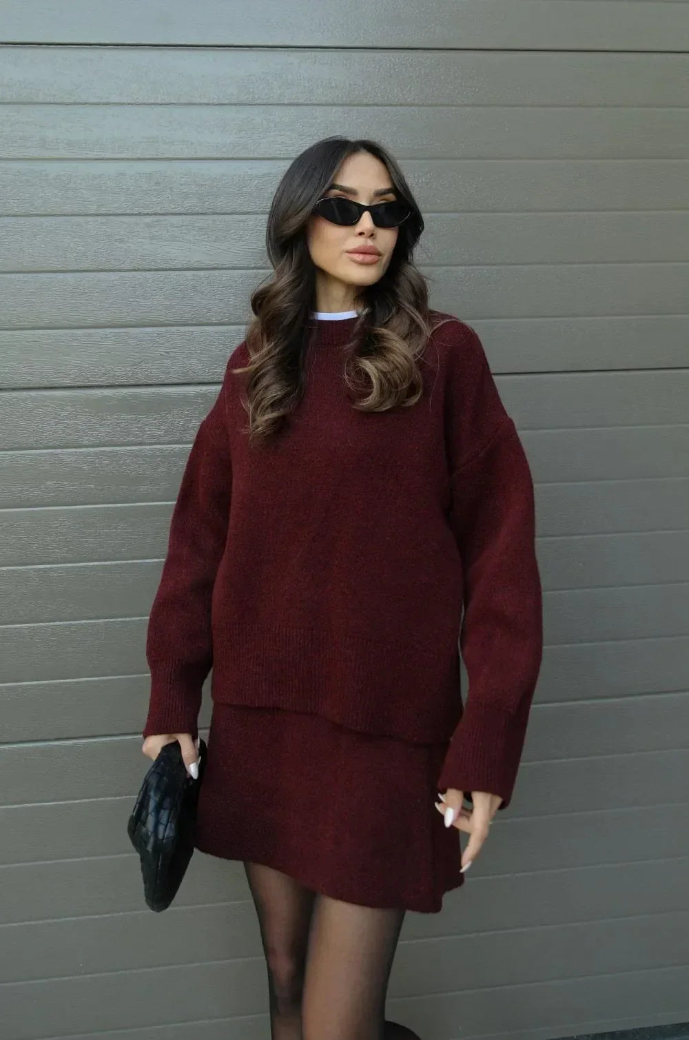HELENA - Knitted Skirt Suit (Top + Skirt)
