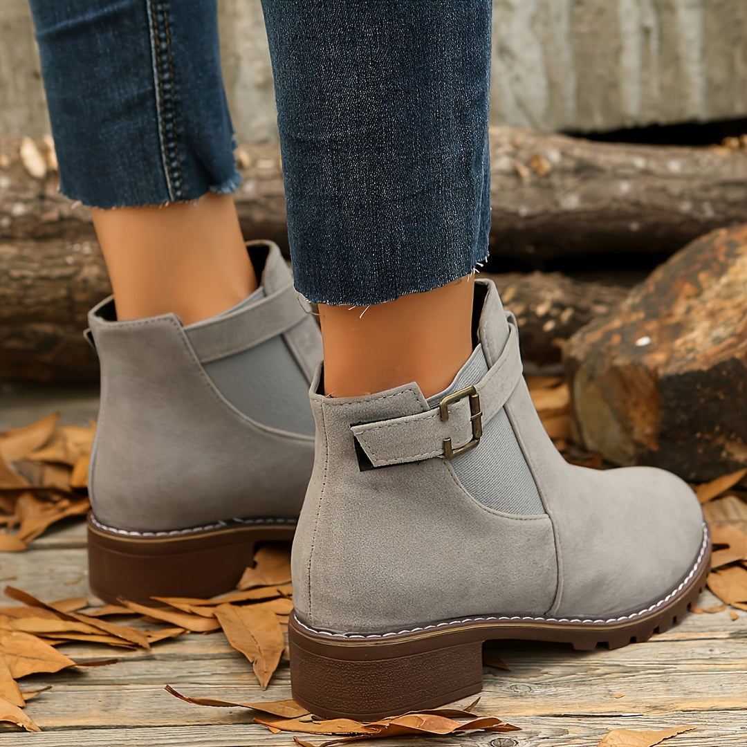 Nerida | Women's Chelsea Ankle Boots with Block Heel and Buckle Strap