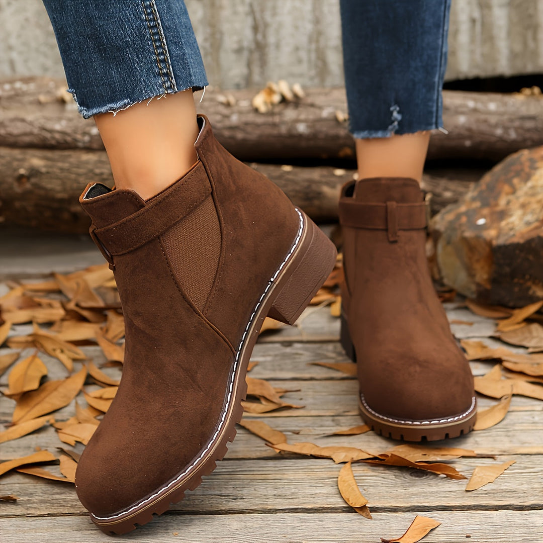Nerida | Women's Chelsea Ankle Boots with Block Heel and Buckle Strap