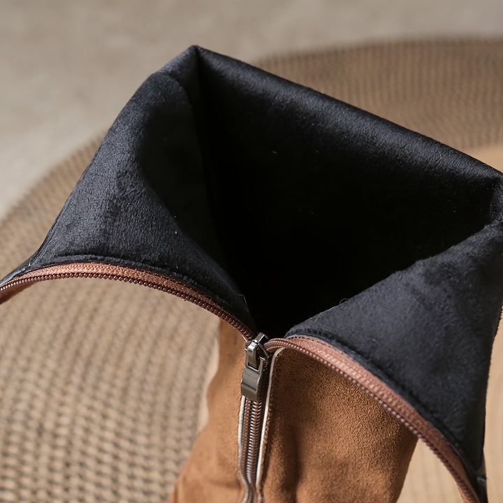 Halcyon | Women's knee-high boots with gold-tone button accents