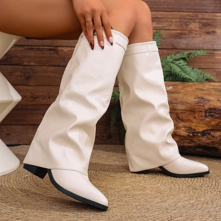 Odette | Women’s knee-high pull-on boots with pointed toe and metal detail