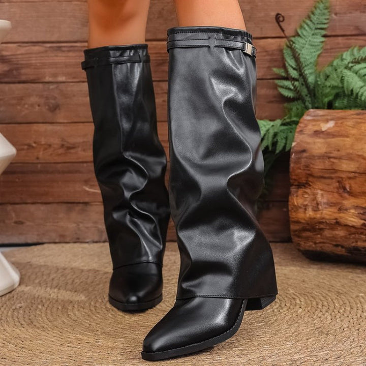 Odette | Women’s knee-high pull-on boots with pointed toe and metal detail