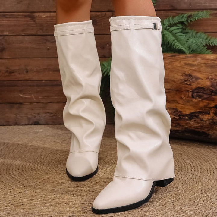 Odette | Women’s knee-high pull-on boots with pointed toe and metal detail