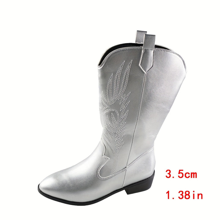 Brenley | Women’s Western Cowboy Boots with Wide Shaft and Embroidered Shaft
