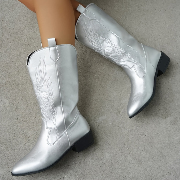 Brenley | Women’s Western Cowboy Boots with Wide Shaft and Embroidered Shaft