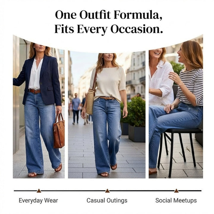 Retro High-Waisted Wide Leg Jeans for Women