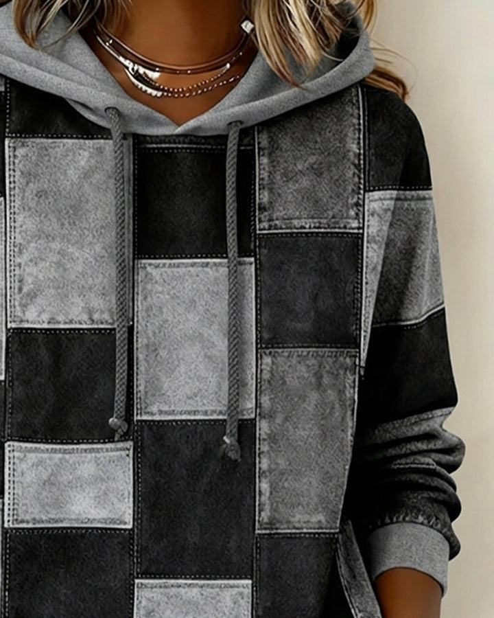 Chic Plaid Long Sleeve Hoodie