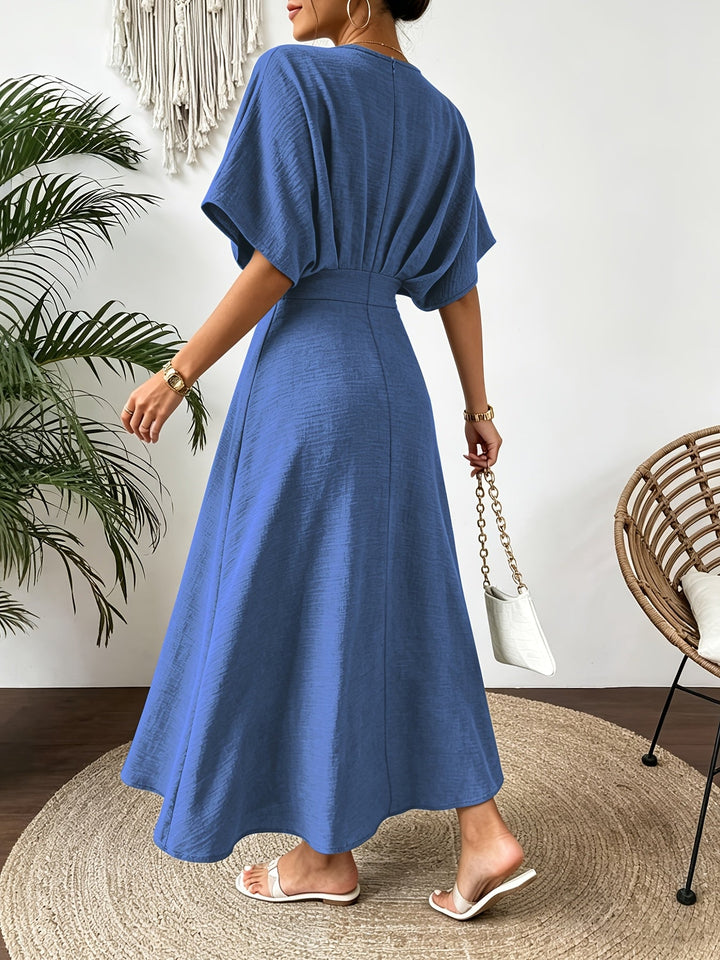 Women’s midi dress with V-neckline