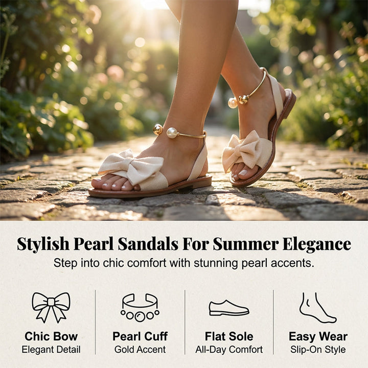 Chic ankle strap sandals, embellished with pearls
