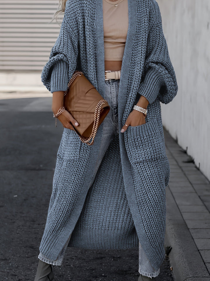 Women’s maxi cardigan with long sleeves and pockets