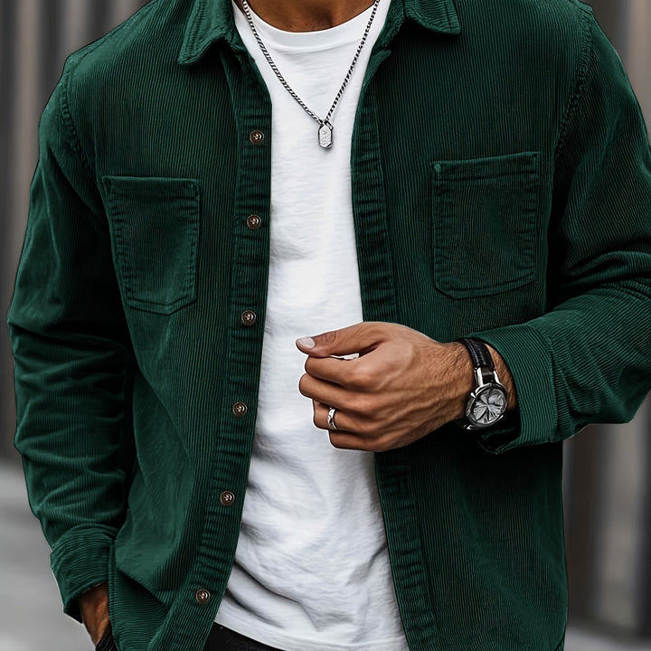 Bryce | Herren Langarm-Overshirt mit Taschen und Knöpfen