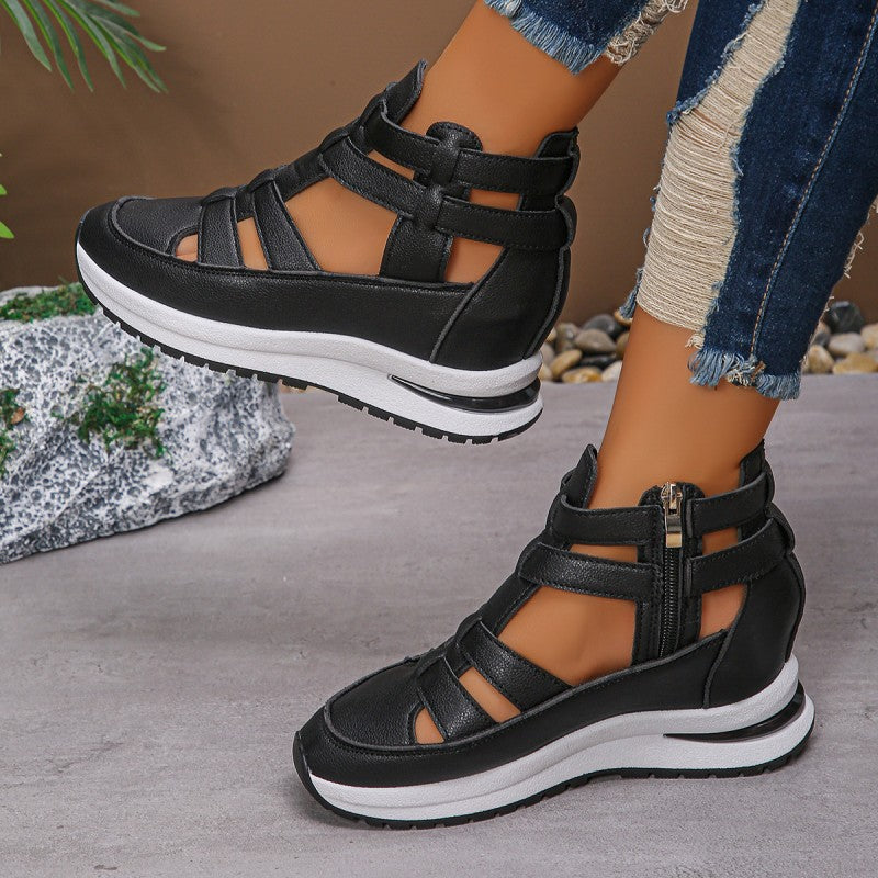 Light wedge sandals with side zip for ultimate comfort