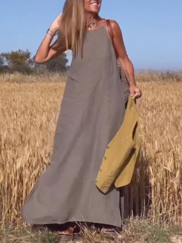 Women's Casual Long Cotton Linen Dress