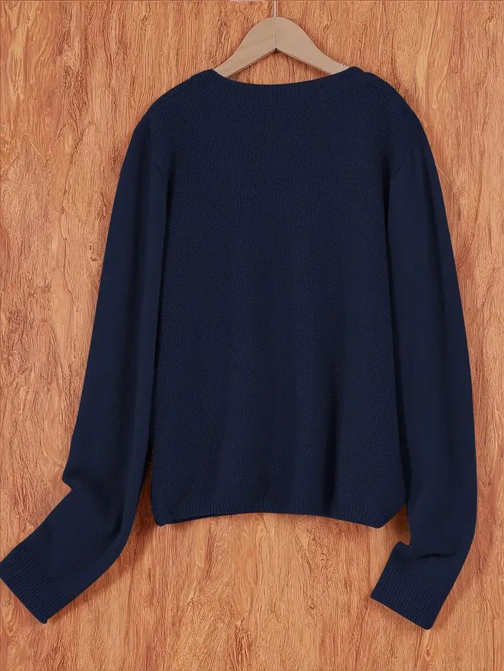 Eugenia | Damen Rundhals-Cardigan mit Knöpfen und Tasche