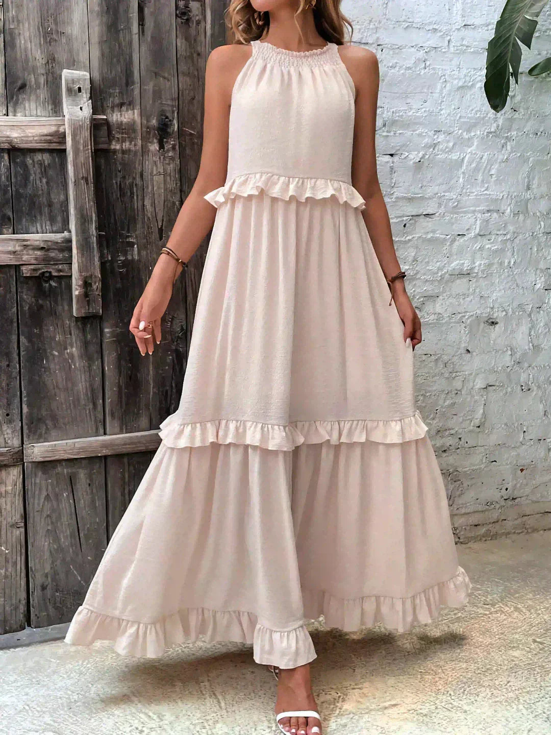 Sarah | Halterneck Ruched Maxi Dress (Almost sold out)