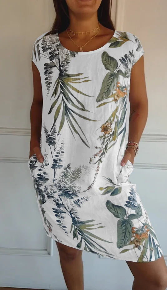 Women's Summer Dress with Pockets and Vibrant Print