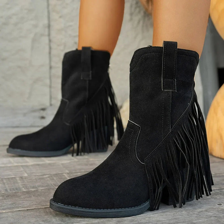 Calista | Women's Western Boots with Wide Shaft and Fringes