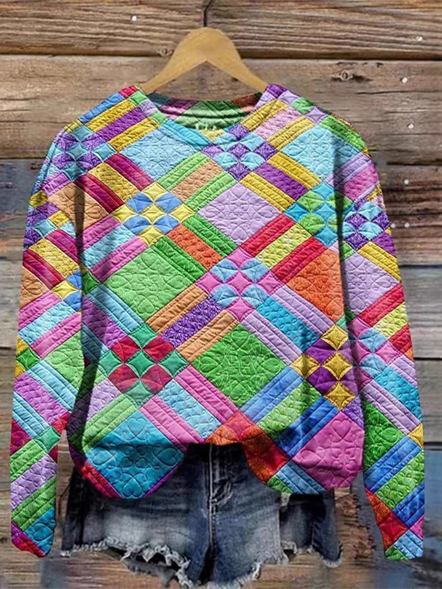 Marion™ - Colorful Geometric Print Sweatshirt