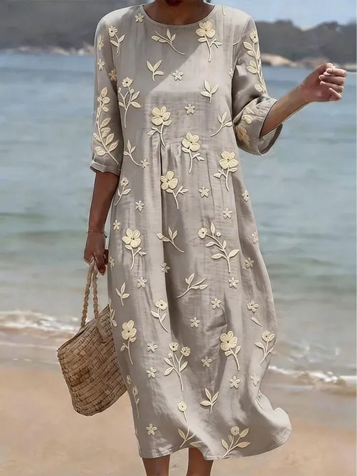 Simone | Embroidered Midi Dress