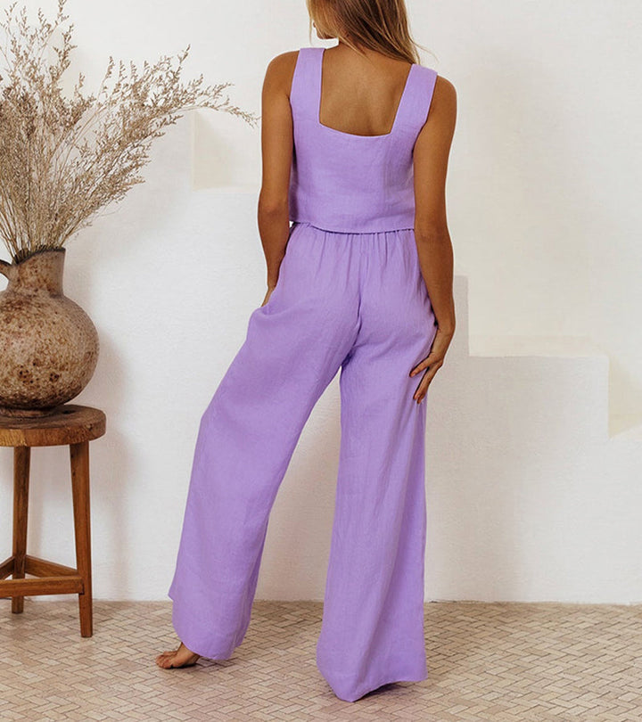 Milena - Minimalist Top and Wide Leg Trousers Set