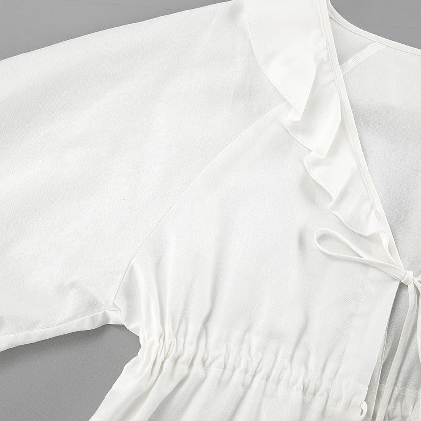 Lysandra - Ruffled Tie-Front Top & Shorts Set