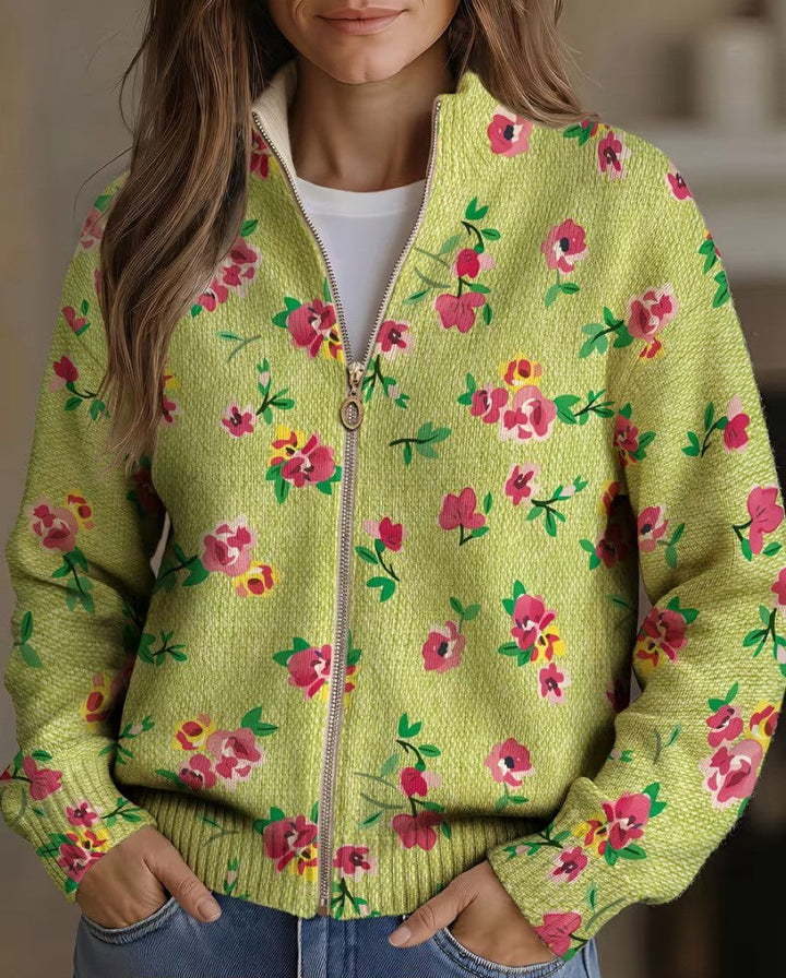 Constance | Women's Floral-Patterned Cardigan with Zipper