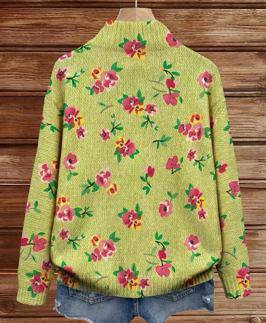 Constance | Women's Floral-Patterned Cardigan with Zipper