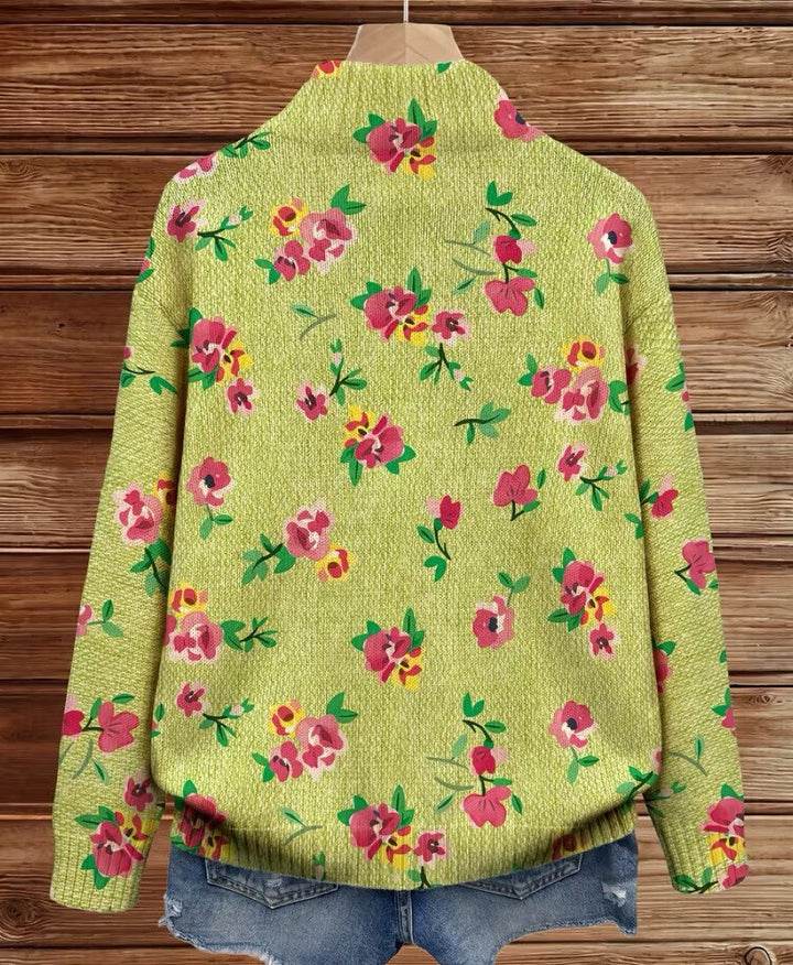 Constance | Women's Floral-Patterned Cardigan with Zipper