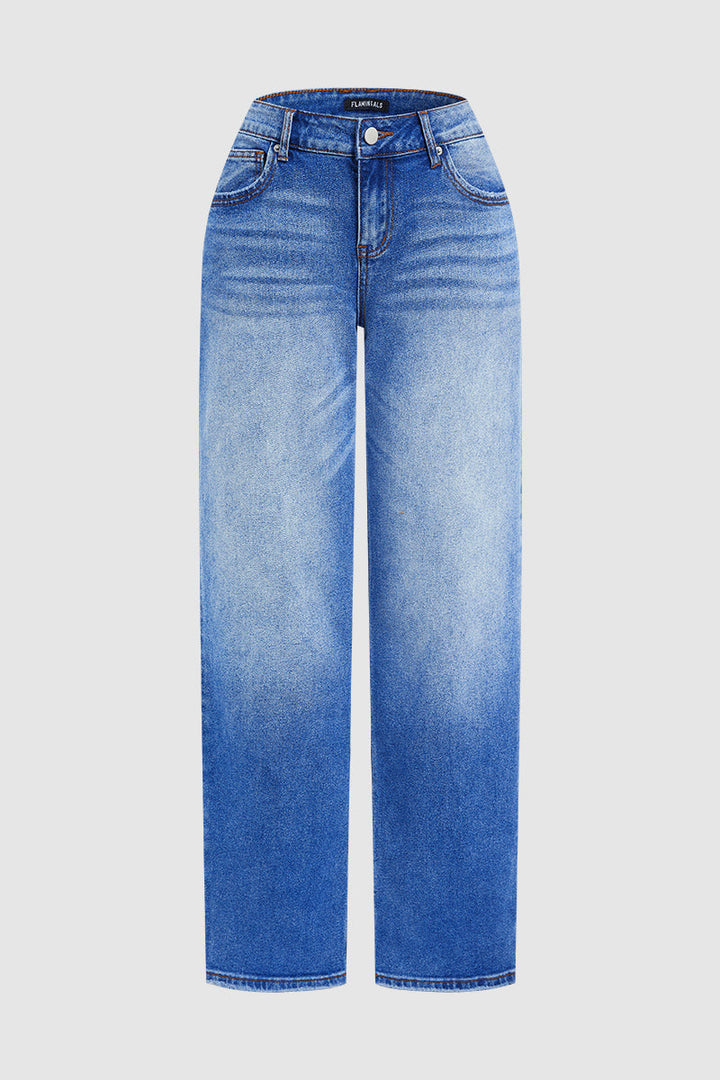 Mid-rise straight-leg jeans