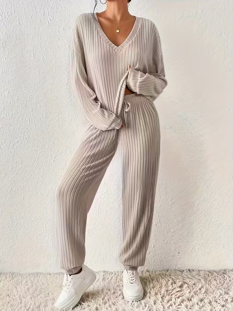 Anja™ - Cozy V-Neck Two-Piece Set