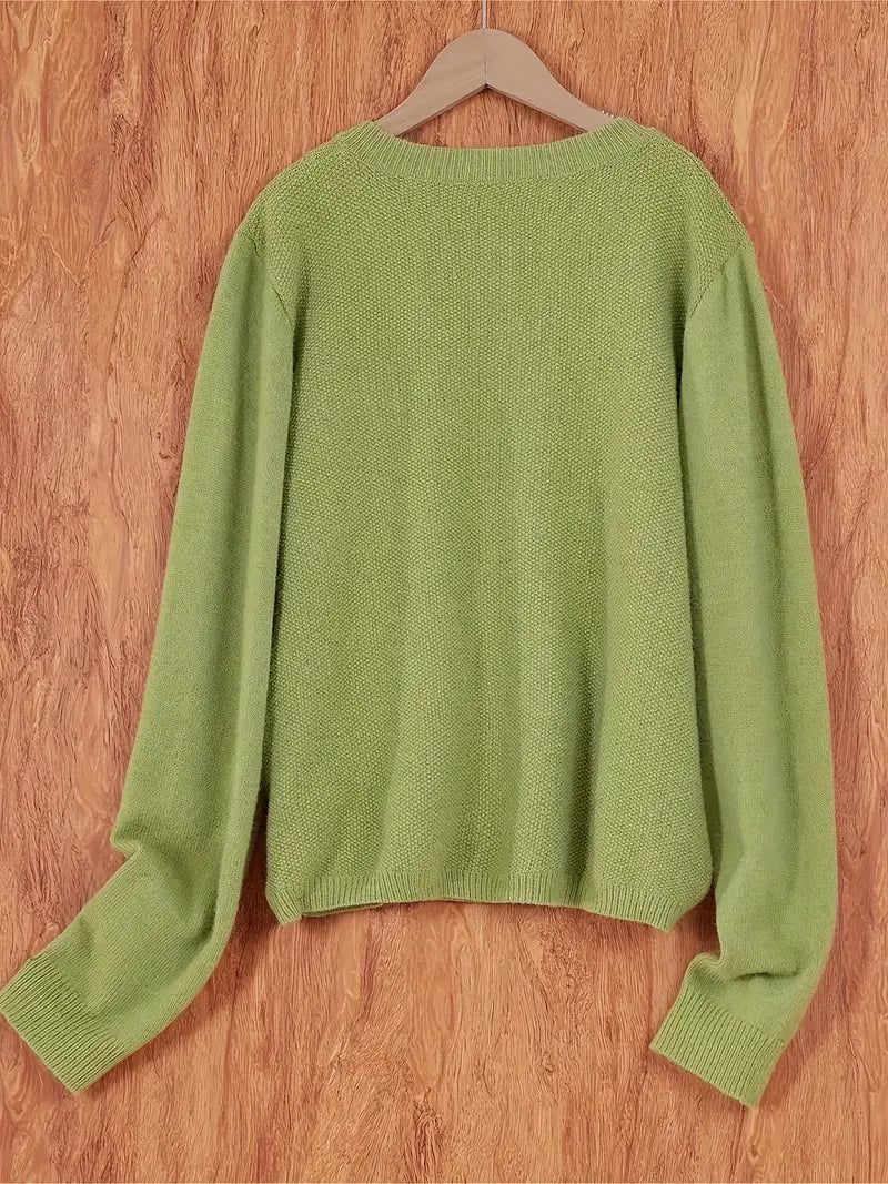 Eugenia | Damen Rundhals-Cardigan mit Knöpfen und Tasche