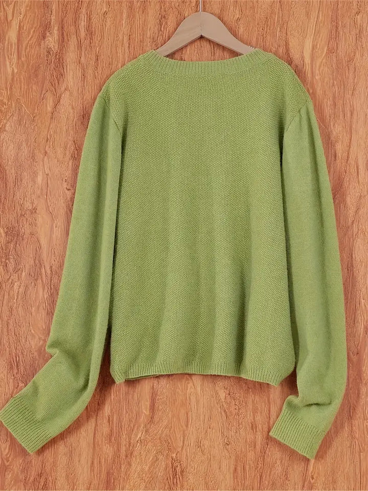 Eugenia | Damen Rundhals-Cardigan mit Knöpfen und Tasche