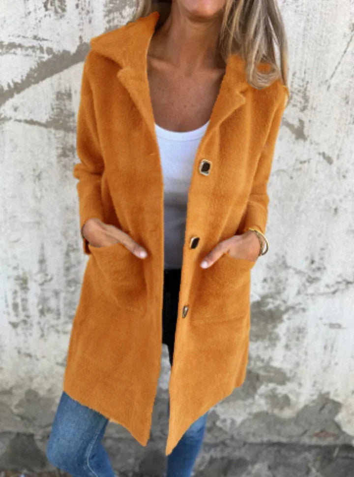 Alice - Casual Thick Coat With Lapels