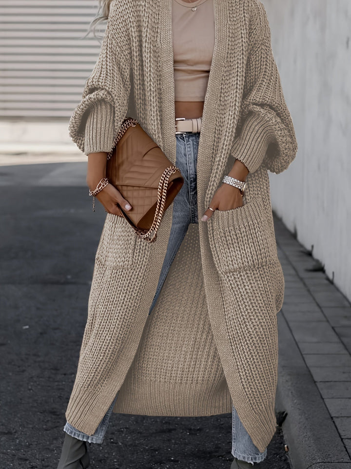 Women’s maxi cardigan with long sleeves and pockets