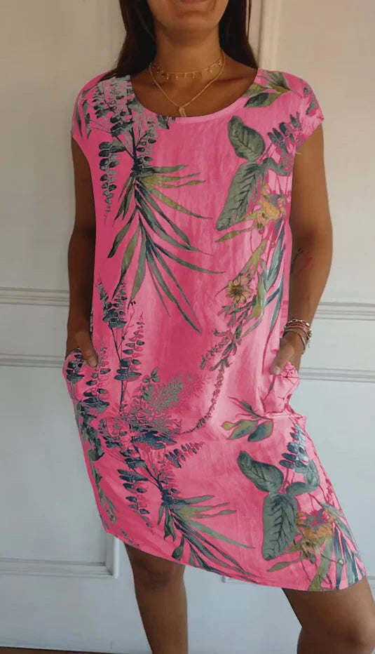 Women's Summer Dress with Pockets and Vibrant Print