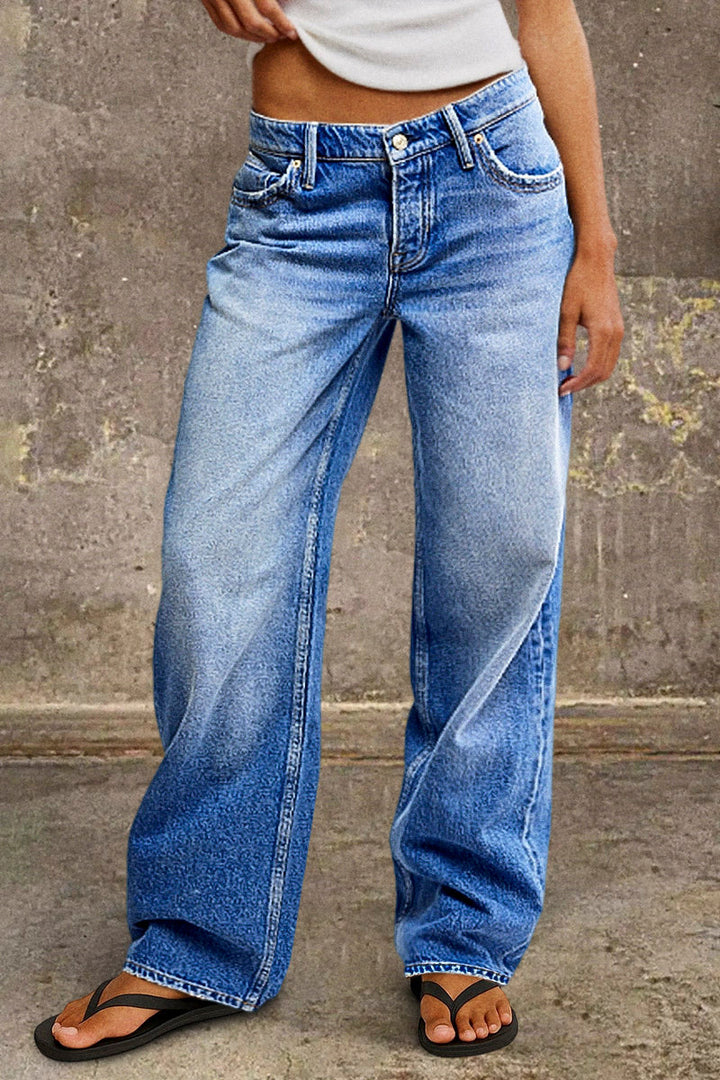 Mid-rise straight-leg jeans