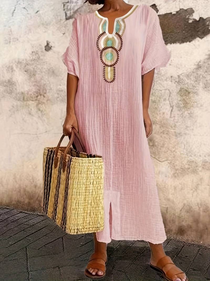 Demi™ - Boho Maxi Split Cutout Dress