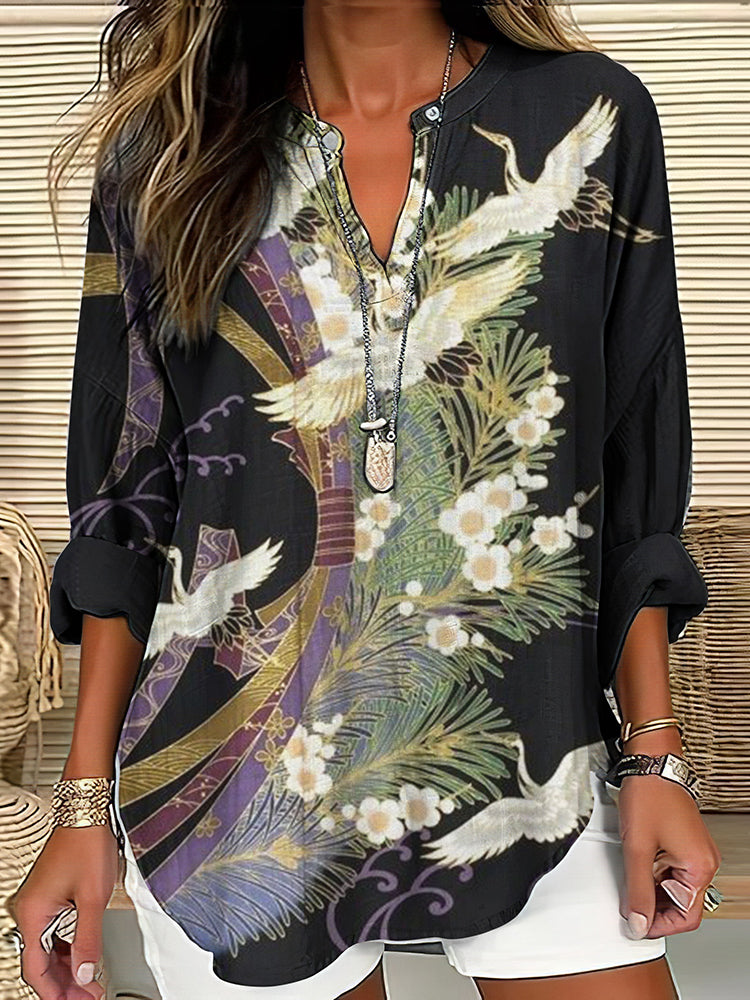 Orielle™ - Elegant Floral Print Blouse