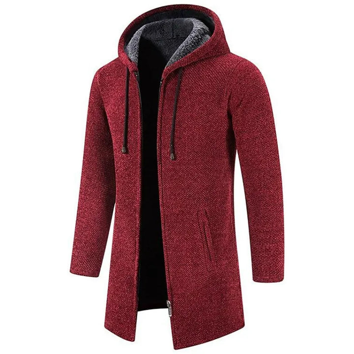 Elias - Mid-Length Men's Jacket with Hood and Padded Fleece