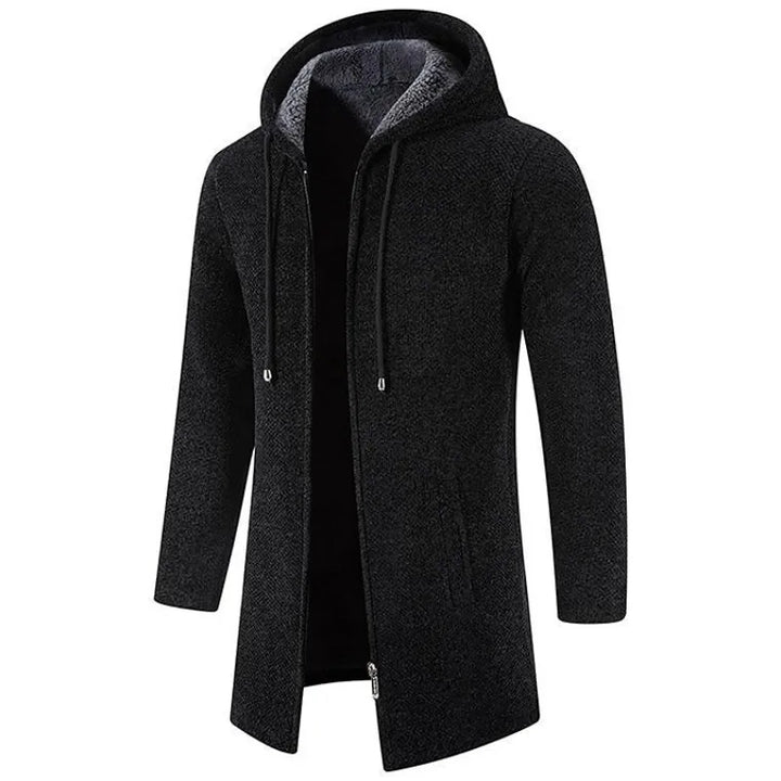 Elias - Mid-Length Men's Jacket with Hood and Padded Fleece