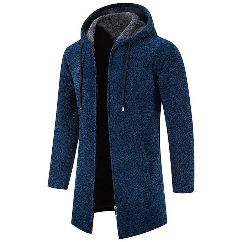 Elias - Mid-Length Men's Jacket with Hood and Padded Fleece